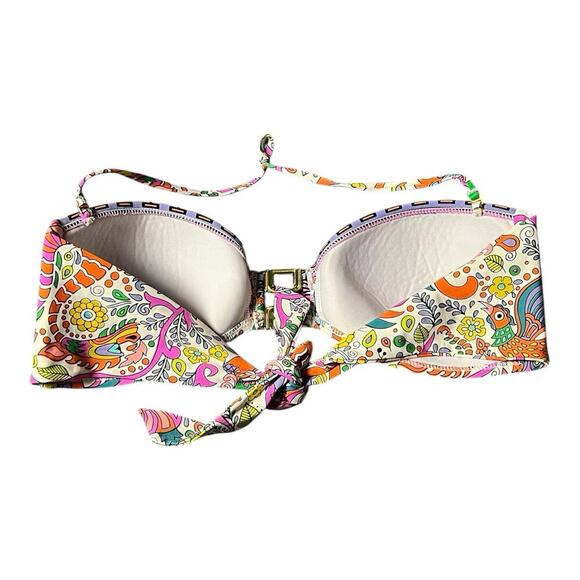 Trina Turk Balboa Bandeau Padded Support Swim Bra Removable Straps Sz 14 Cup C/D - Picture 2 of 7